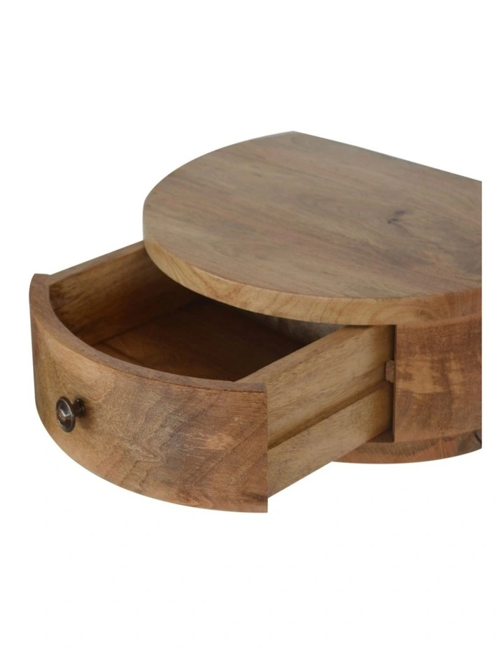 Solid Wood Wall Mounted Rounded Bedside in Brown image 5
