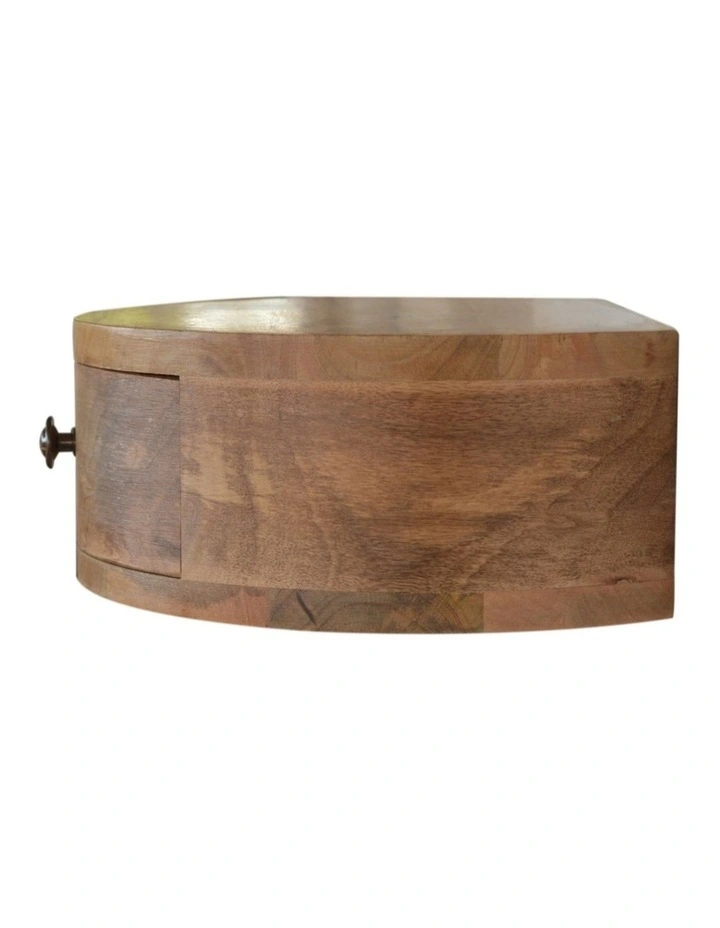 Solid Wood Wall Mounted Rounded Bedside in Brown image 6