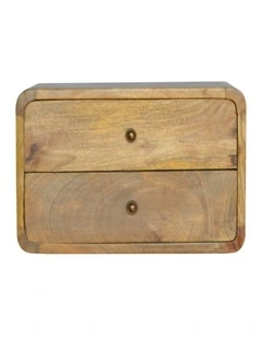 Artisan Furniture Solid Wood Oak-ish 2 Drawer Floating Bedside, Beige