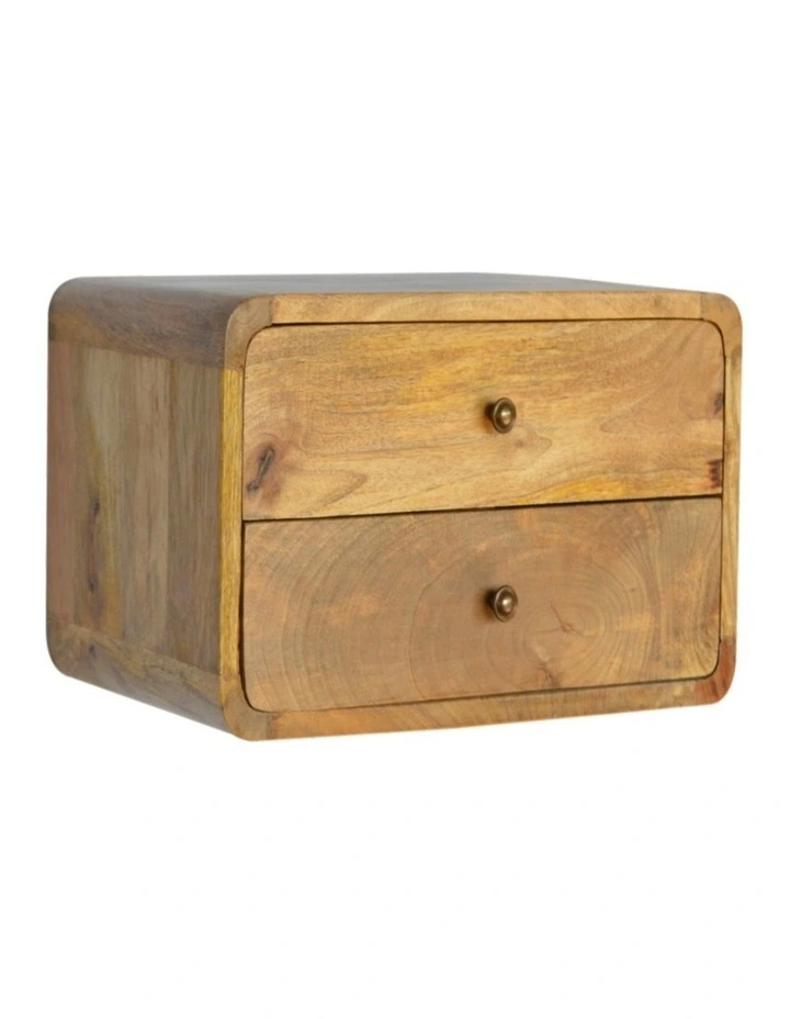 Artisan Furniture Solid Wood Oak-ish 2 Drawer Floating Bedside, Beige image 3