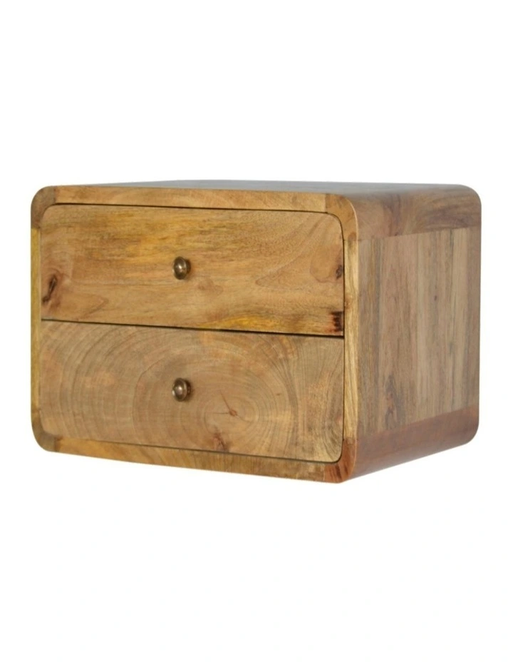 Artisan Furniture Solid Wood Oak-ish 2 Drawer Floating Bedside, Beige image 4