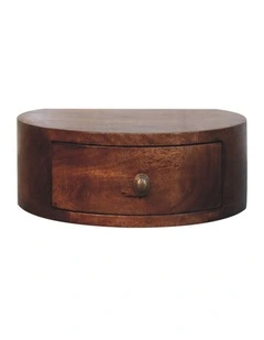 Artisan Furniture Solid Wood Honey Caramel Wall Mounted Rounded Bedside, 1 Drawer, Brown