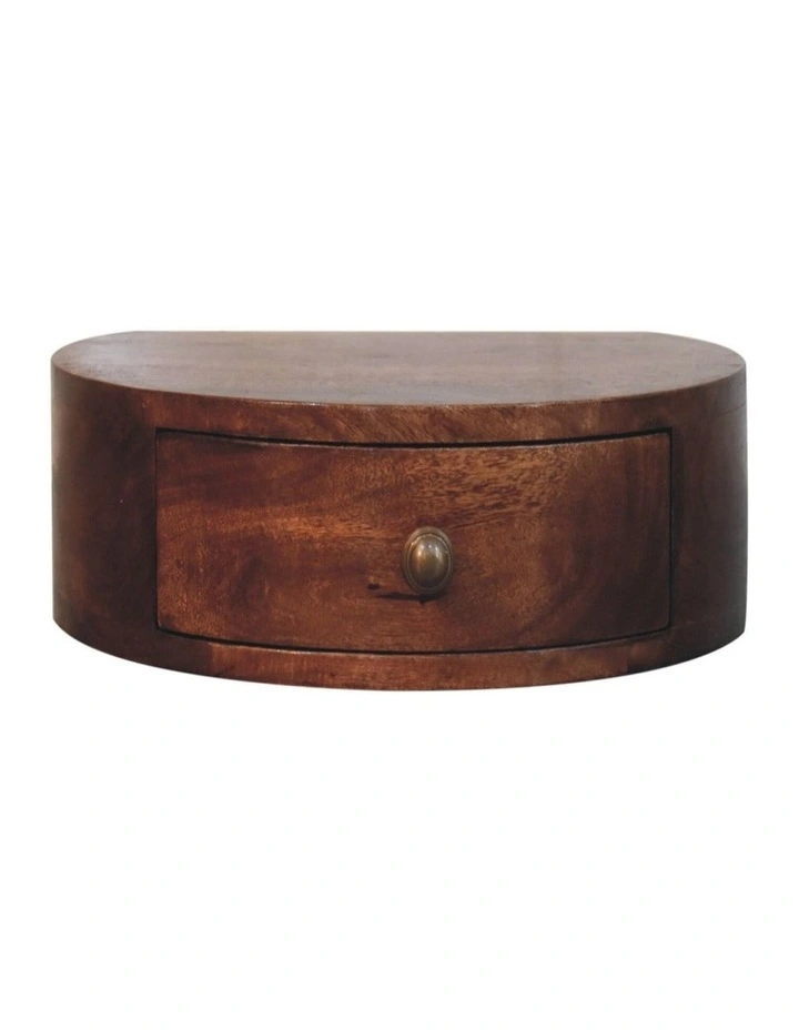 Artisan Furniture Solid Wood Honey Caramel Wall Mounted Rounded Bedside, 1 Drawer, Brown image 1