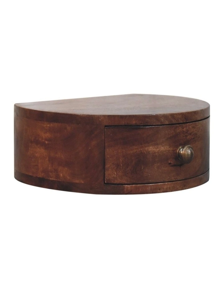 Artisan Furniture Solid Wood Honey Caramel Wall Mounted Rounded Bedside, 1 Drawer, Brown image 3