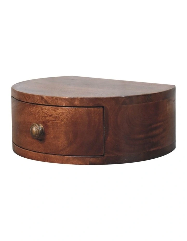 Artisan Furniture Solid Wood Honey Caramel Wall Mounted Rounded Bedside, 1 Drawer, Brown image 4