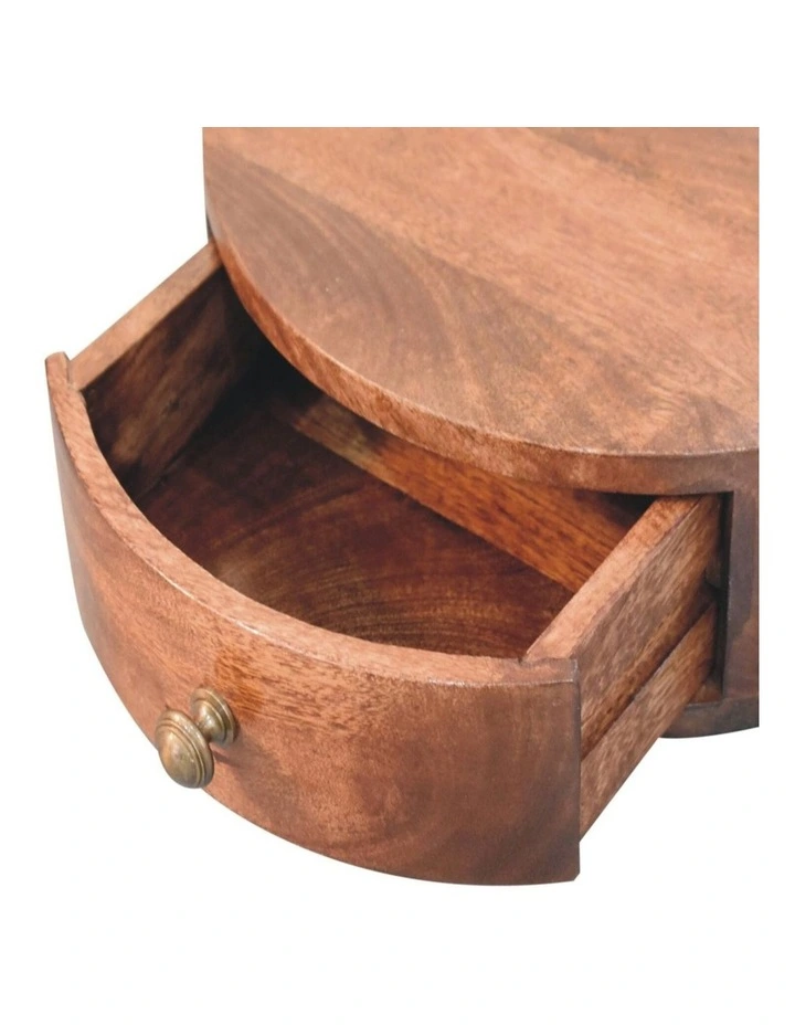 Artisan Furniture Solid Wood Honey Caramel Wall Mounted Rounded Bedside, 1 Drawer, Brown image 5