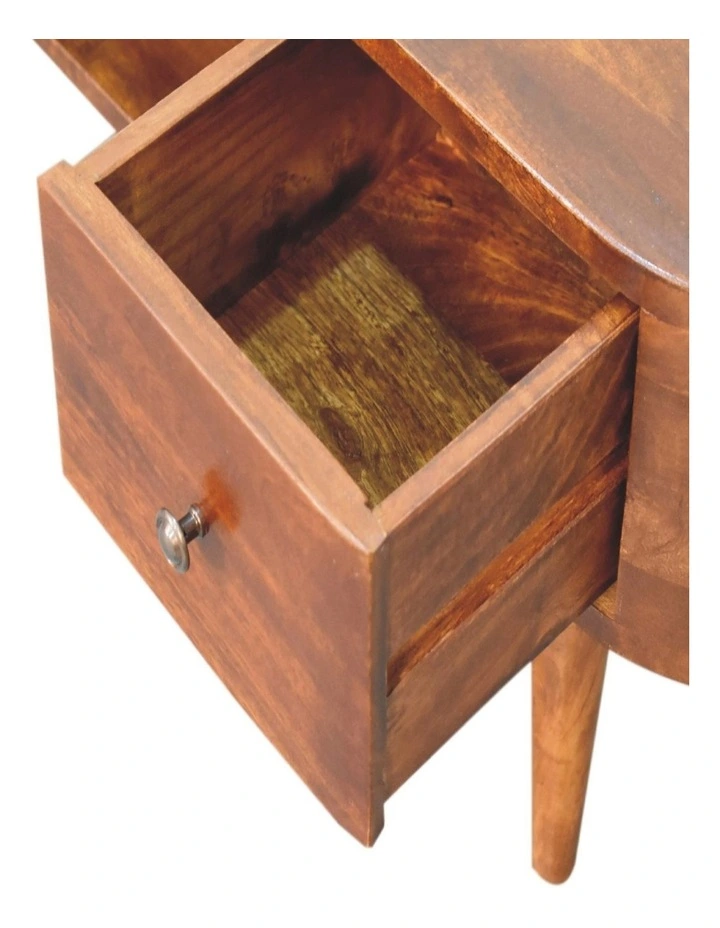 Artisan Furniture Solid Wood Chestnut Round Open Media Unit, 2 Drawers & 1 Shelf, Brown image 5