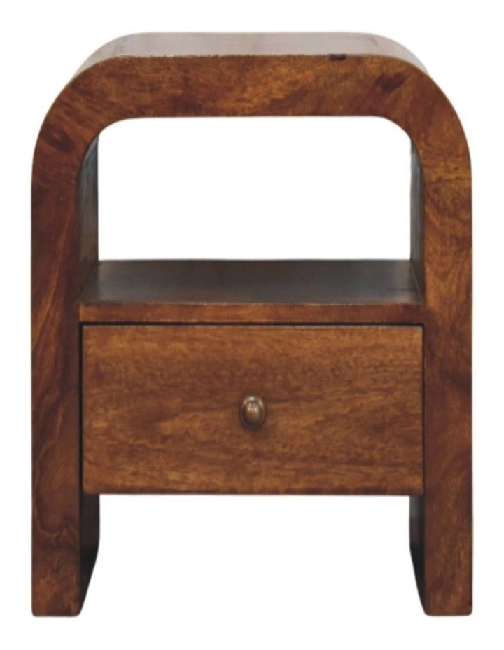 Solid Wood Darcy Chestnut Nightstand with Drawer in Dark Brown image 1