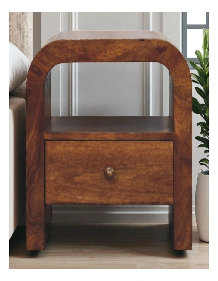 Solid Wood Darcy Chestnut Nightstand with Drawer in Dark Brown image 2