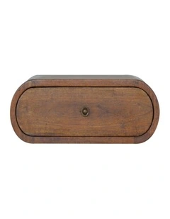 Solid Wood Wall Mounted Round Chestnut Bedside in Brown