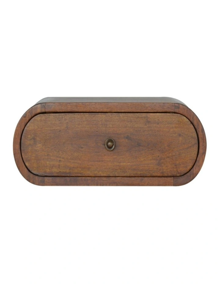 Solid Wood Wall Mounted Round Chestnut Bedside in Brown image 1