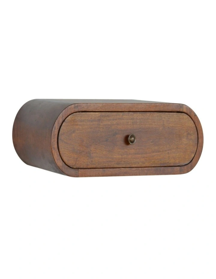 Solid Wood Wall Mounted Round Chestnut Bedside in Brown image 3
