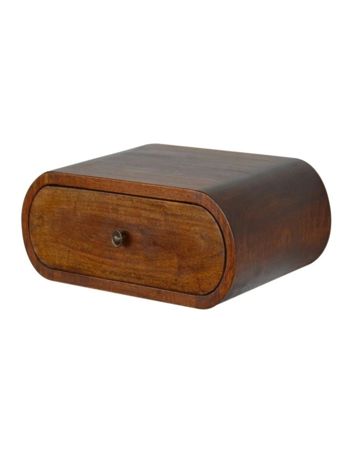 Solid Wood Wall Mounted Round Chestnut Bedside in Brown image 4