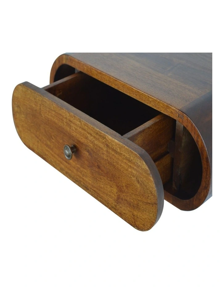 Solid Wood Wall Mounted Round Chestnut Bedside in Brown image 5