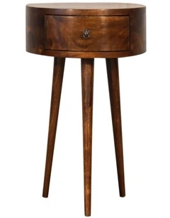 Solid Wood Chestnut Semi Circle Bedside in Brown