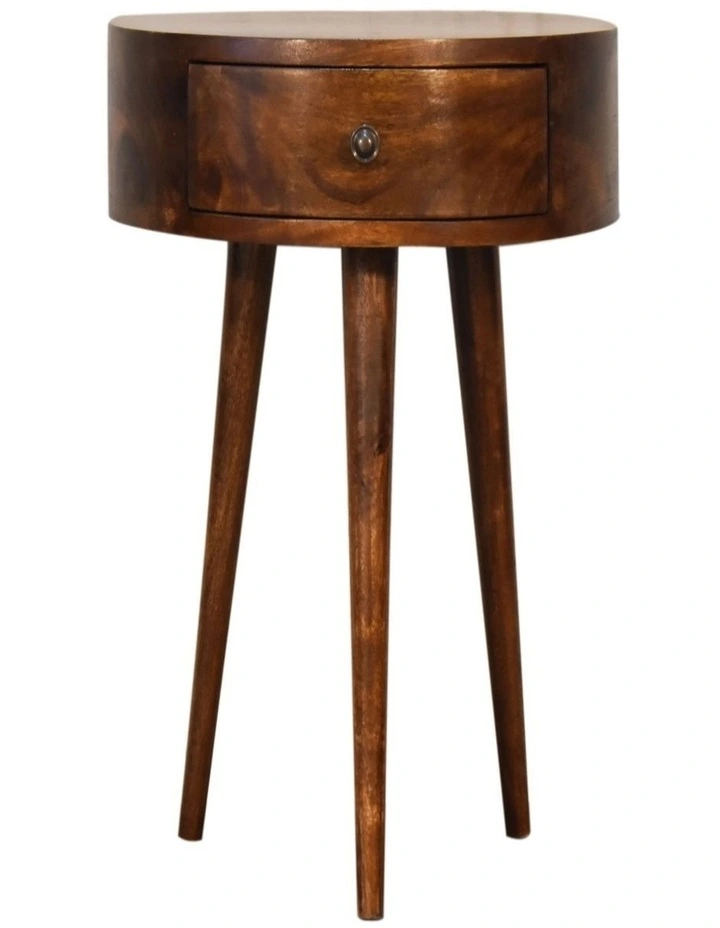 Solid Wood Chestnut Semi Circle Bedside in Brown image 1