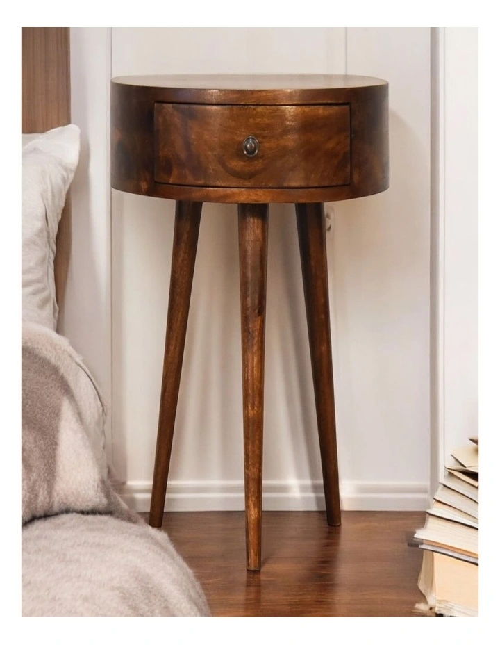 Solid Wood Chestnut Semi Circle Bedside in Brown image 2