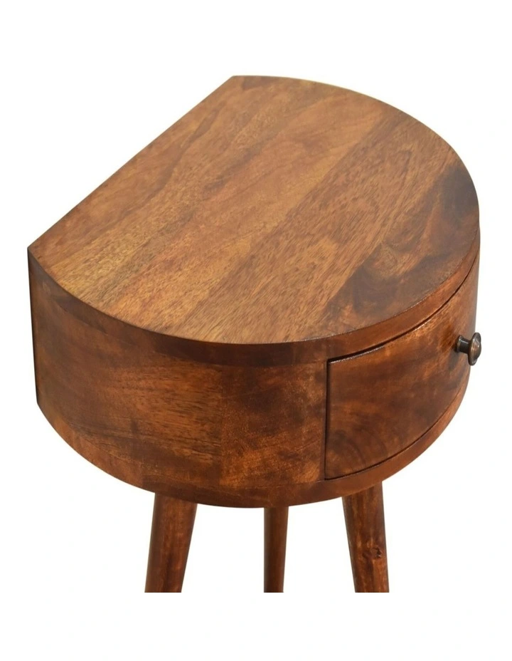 Solid Wood Chestnut Semi Circle Bedside in Brown image 4