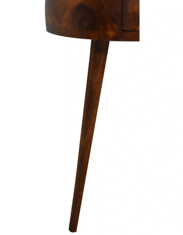 Solid Wood Chestnut Semi Circle Bedside in Brown image 5