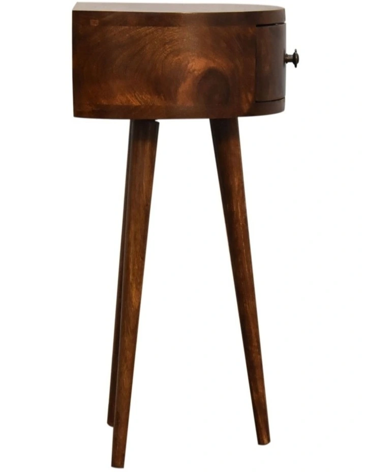 Solid Wood Chestnut Semi Circle Bedside in Brown image 6