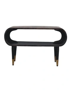 Solid Wood Curved Edge Media Unit in Black
