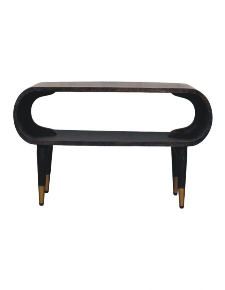 Solid Wood Curved Edge Media Unit in Black image 1