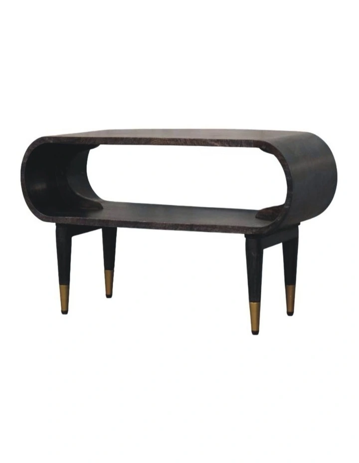 Solid Wood Curved Edge Media Unit in Black image 3