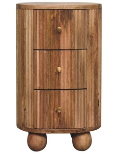 Artisan Furniture Solid Wood Soba Ball 3 Drawer Bedside, Brown