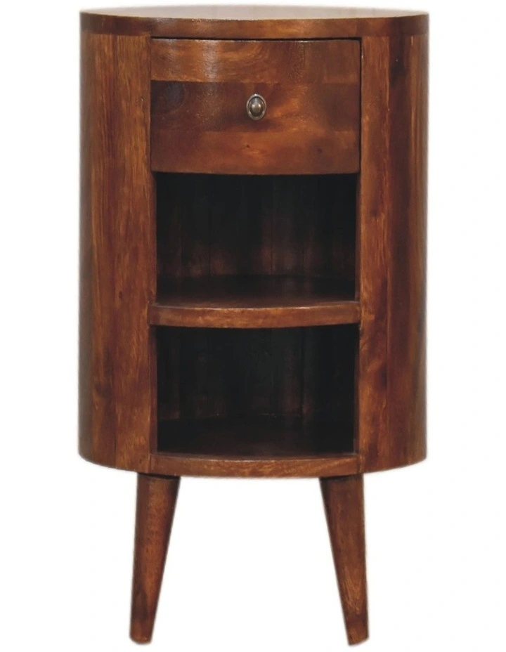 Solid Wood Cortez Bedside 1 Drawer 2 Shelves in Dark Brown image 1
