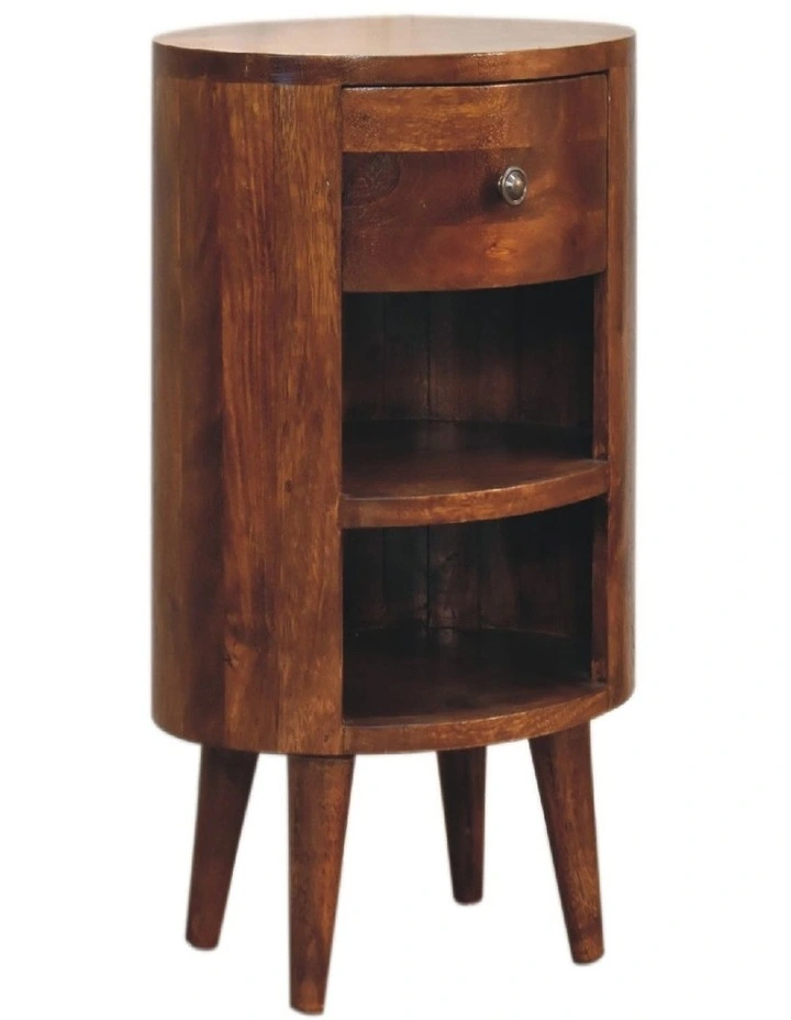 Solid Wood Cortez Bedside 1 Drawer 2 Shelves in Dark Brown image 3