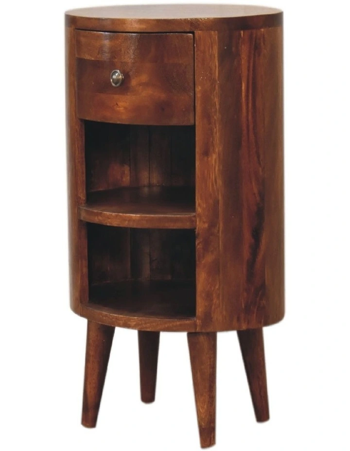 Solid Wood Cortez Bedside 1 Drawer 2 Shelves in Dark Brown image 4