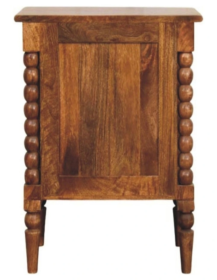 Solid Wood Spindle Leg Nightstand 2 Drawers in Brown image 6