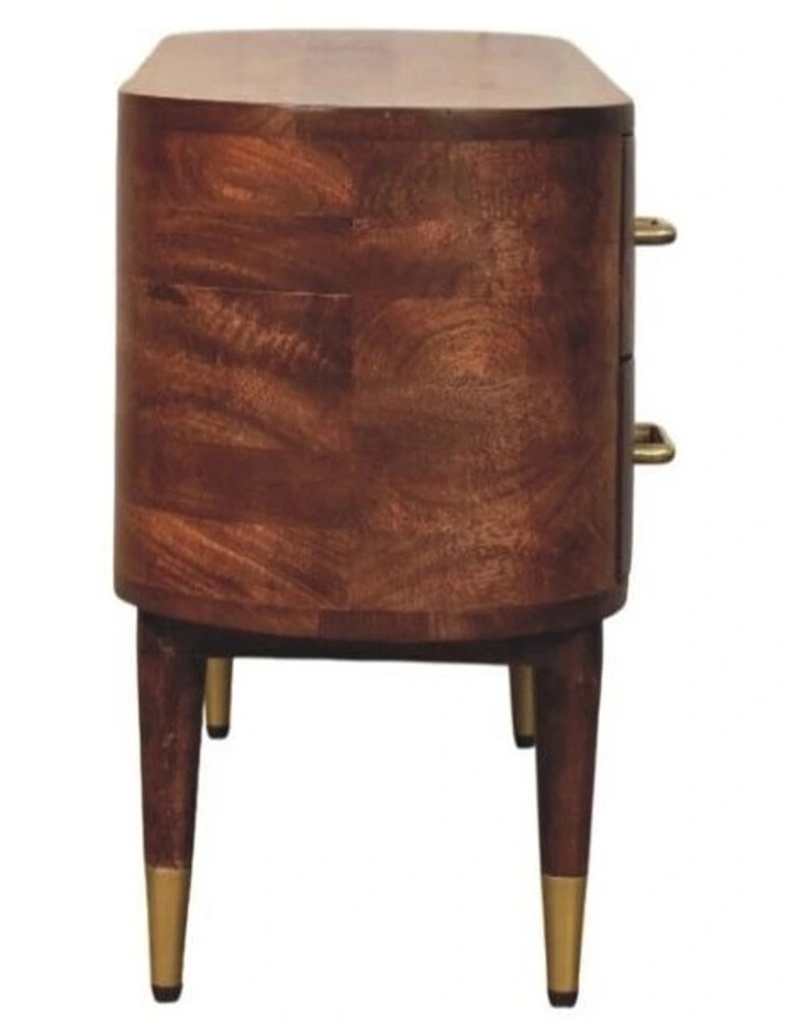 Artisan Furniture Solid Wood Jetson Curve Media Console, 4 Drawers, 2 Open Slots, Brown image 5