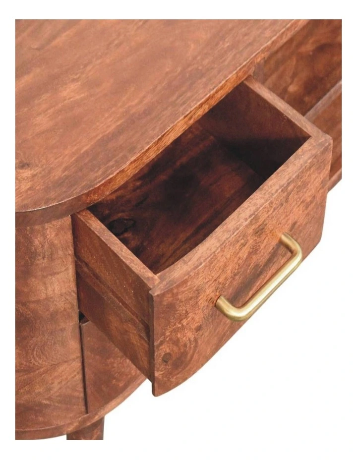 Artisan Furniture Solid Wood Jetson Curve Media Console, 4 Drawers, 2 Open Slots, Brown image 6