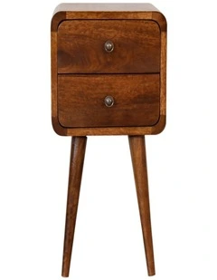 Solid Wood Mini Chestnut Curved Bedsidein Brown