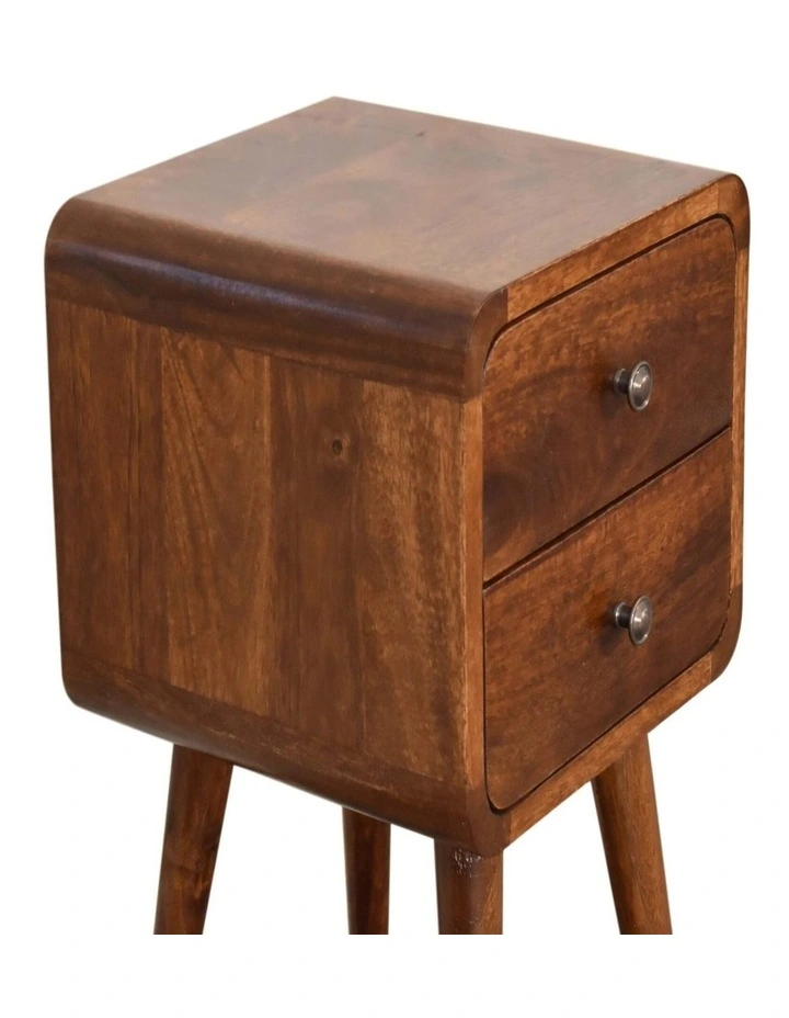 Solid Wood Mini Chestnut Curved Bedsidein Brown image 4