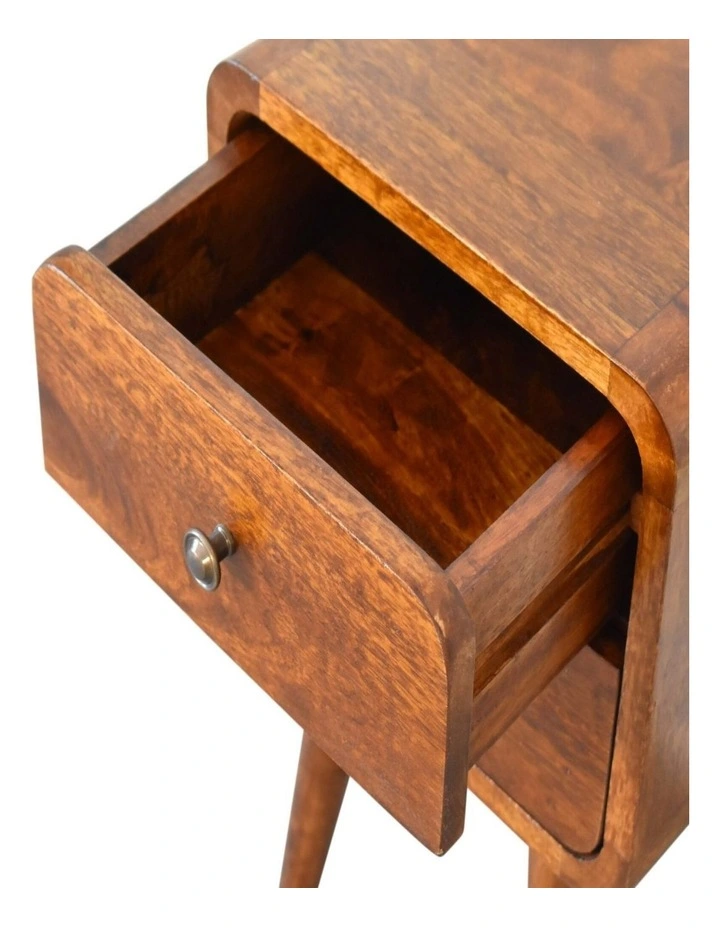 Solid Wood Mini Chestnut Curved Bedsidein Brown image 5