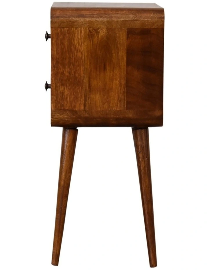 Solid Wood Mini Chestnut Curved Bedsidein Brown image 6