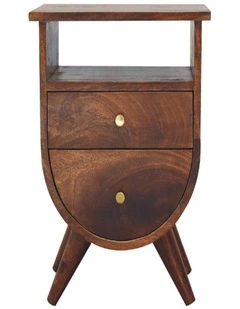 Solid Wood Split Chestnut Bedside in Dark Brown