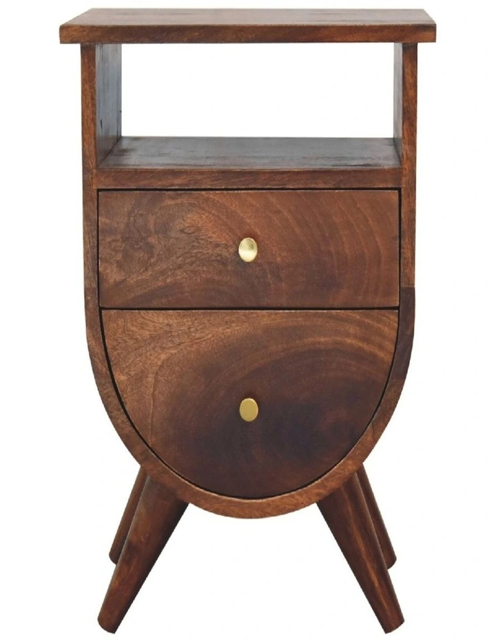 Solid Wood Split Chestnut Bedside in Dark Brown image 1