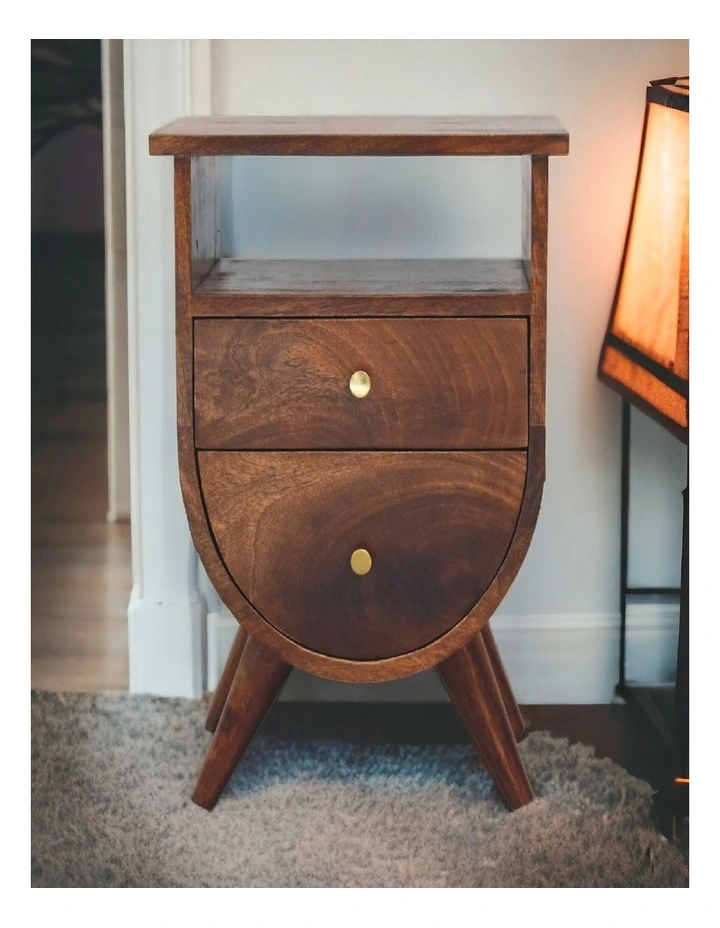 Solid Wood Split Chestnut Bedside in Dark Brown image 2