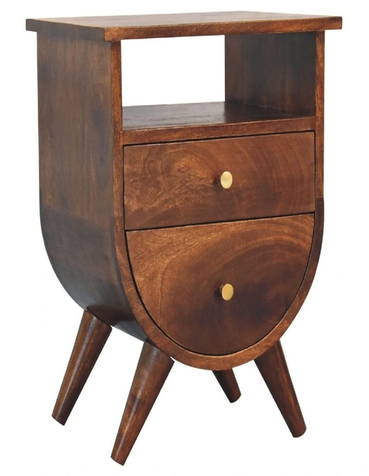 Solid Wood Split Chestnut Bedside in Dark Brown image 3