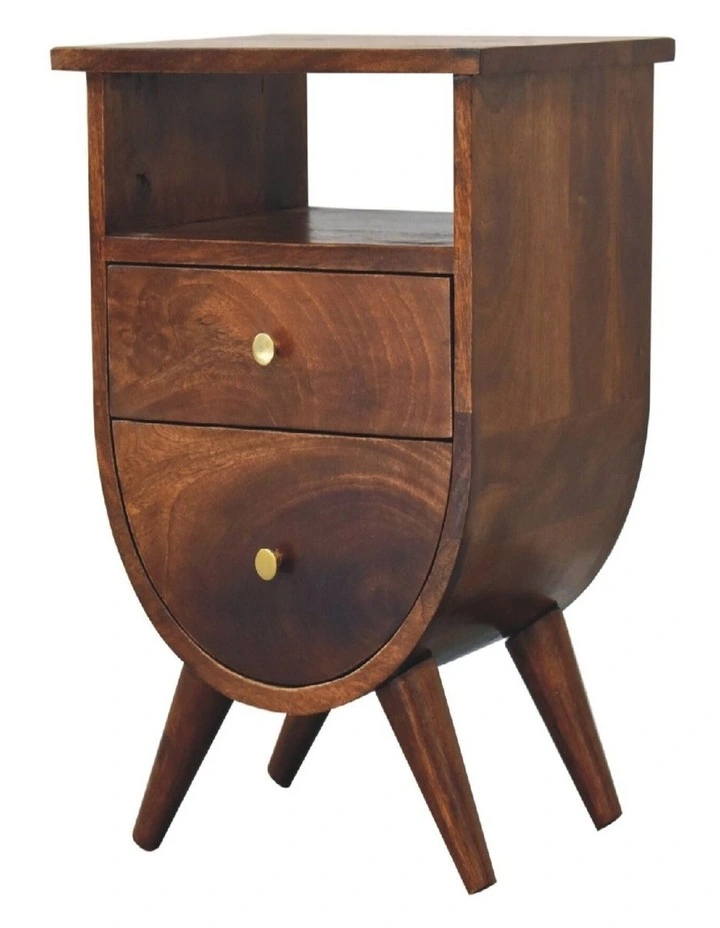 Solid Wood Split Chestnut Bedside in Dark Brown image 4