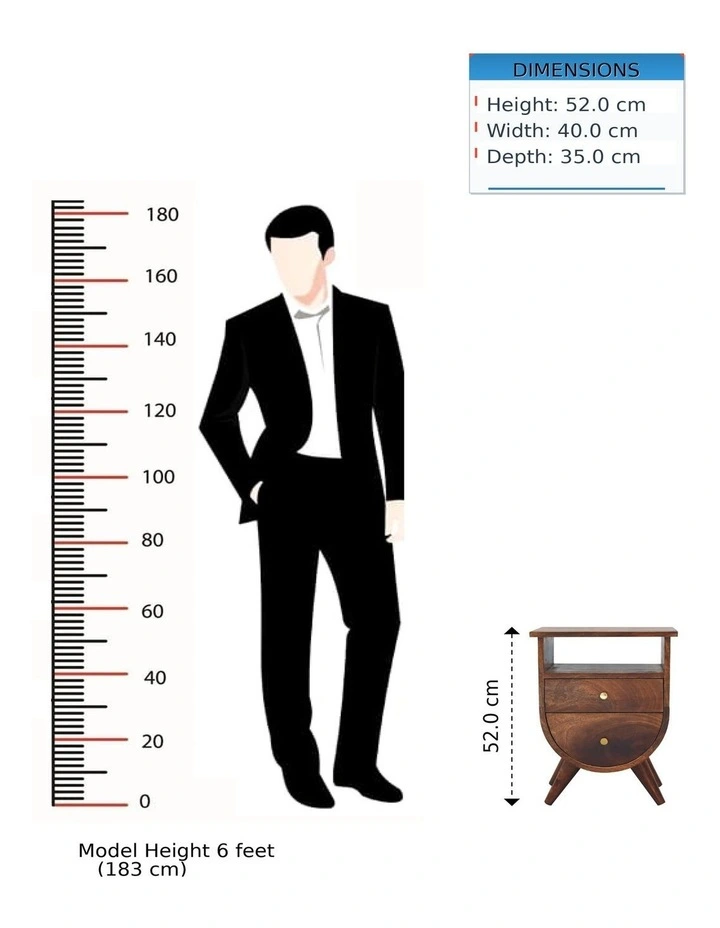 Solid Wood Split Chestnut Bedside in Dark Brown image 7