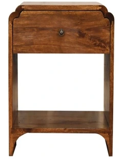 Artisan Furniture Solid Wood Newton Bedside, 1 Drawer, 1 Open Slot, Dark Brown