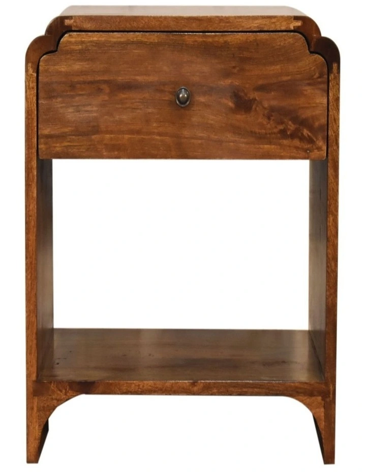 Artisan Furniture Solid Wood Newton Bedside, 1 Drawer, 1 Open Slot, Dark Brown image 1