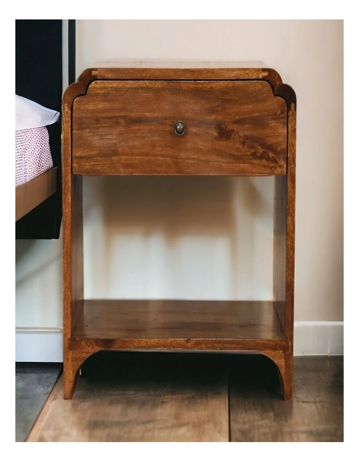 Artisan Furniture Solid Wood Newton Bedside, 1 Drawer, 1 Open Slot, Dark Brown image 2