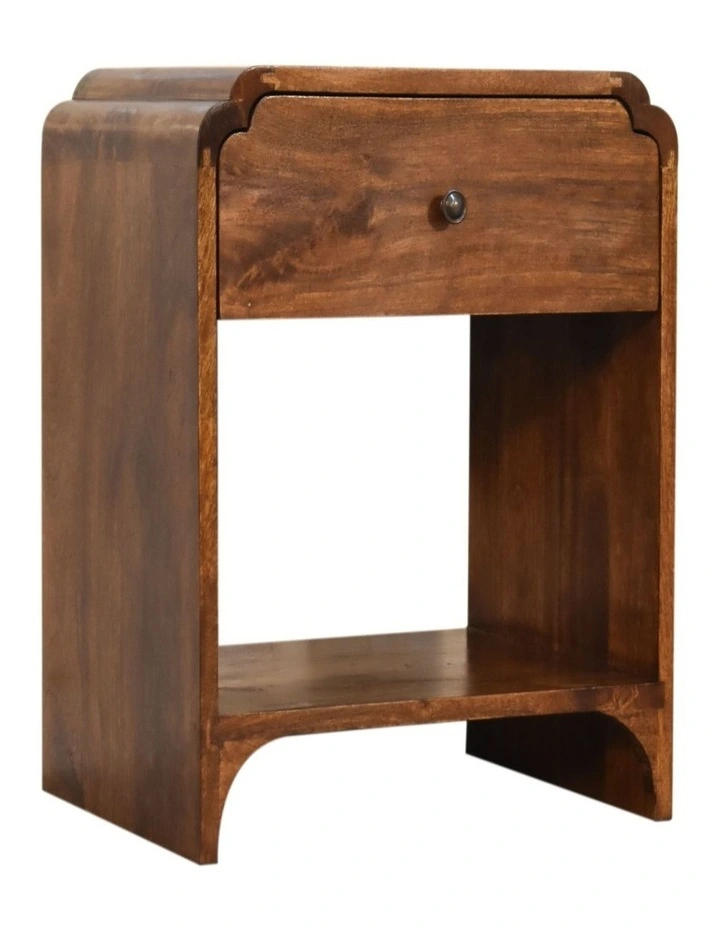 Artisan Furniture Solid Wood Newton Bedside, 1 Drawer, 1 Open Slot, Dark Brown image 3