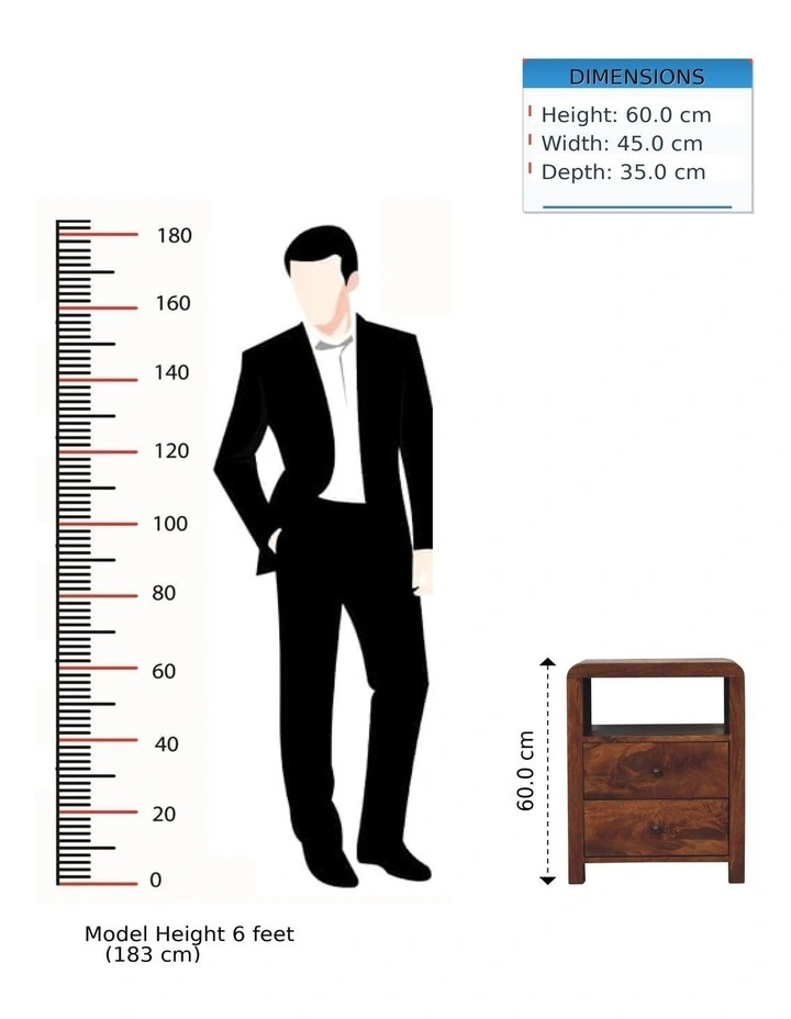 Solid Wood Aspen Bedside in Brown image 7