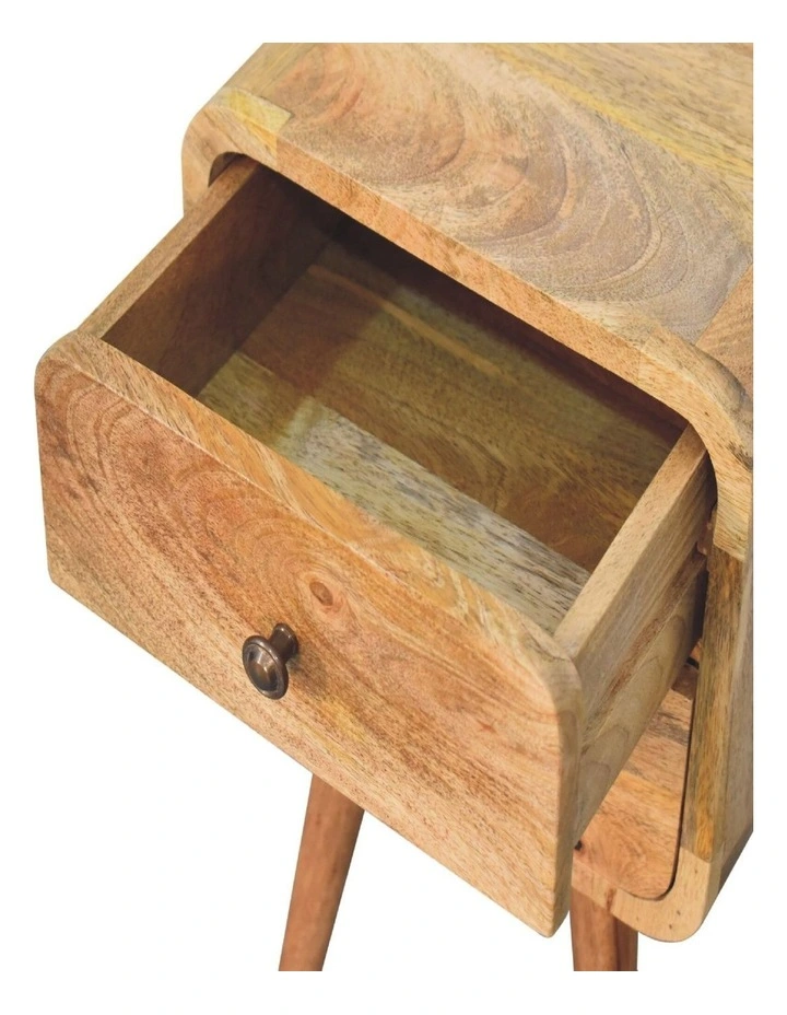 Artisan Furniture Solid Wood Mini Oak-ish Curved Bedside, 2 Drawers, Beige image 5